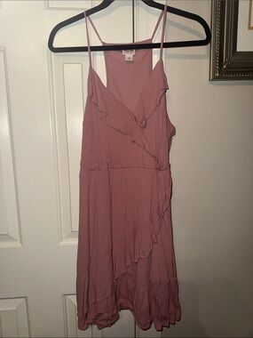 Mossimo Supply Co pink ruffle wrap dress